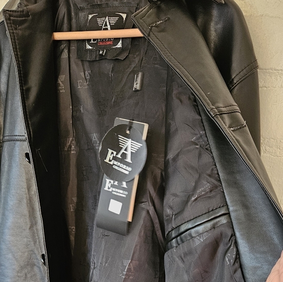 Emporio Armani Emporio Collezione soft faux black leather jacket mens medium - Picture 9 of 12